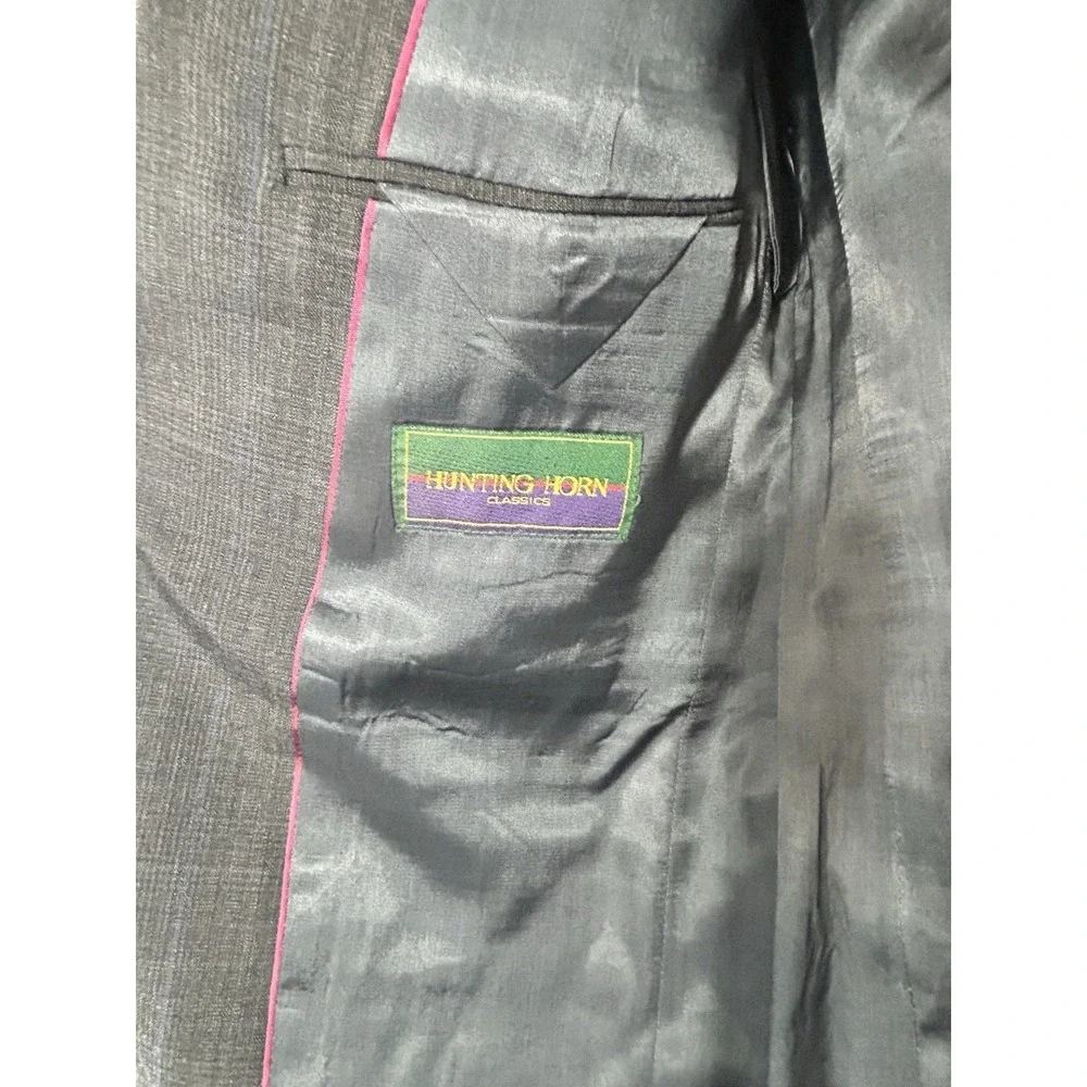 Hunting Horn Classics Men's Gray Wool Blend 40 Suit 29S‎ Pleated Pants Vintage